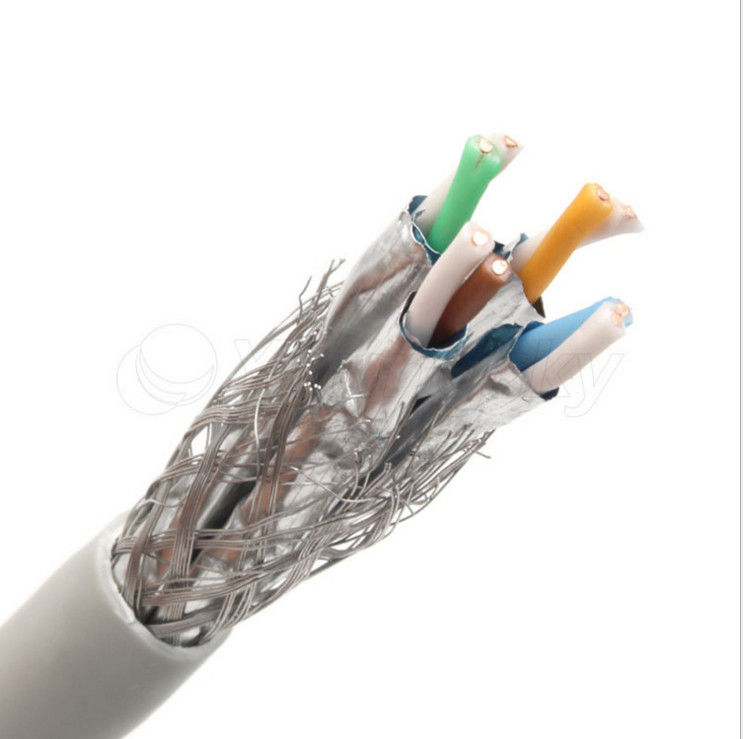 Cabo da isolação SFTP Cat6a do PVC do HDPE do condutor de Al Foil 0.58mm, cabo dos ethernet Cat6a