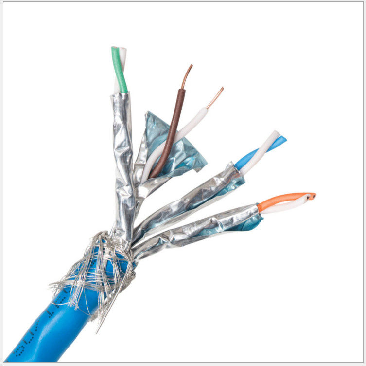 Cabo da isolação SFTP Cat6a do PVC do HDPE do condutor de Al Foil 0.58mm, cabo dos ethernet Cat6a