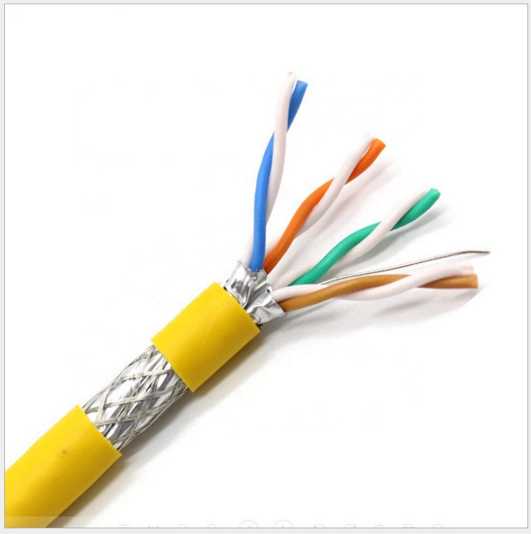 Cabo da isolação SFTP Cat6a do PVC do HDPE do condutor de Al Foil 0.58mm, cabo dos ethernet Cat6a