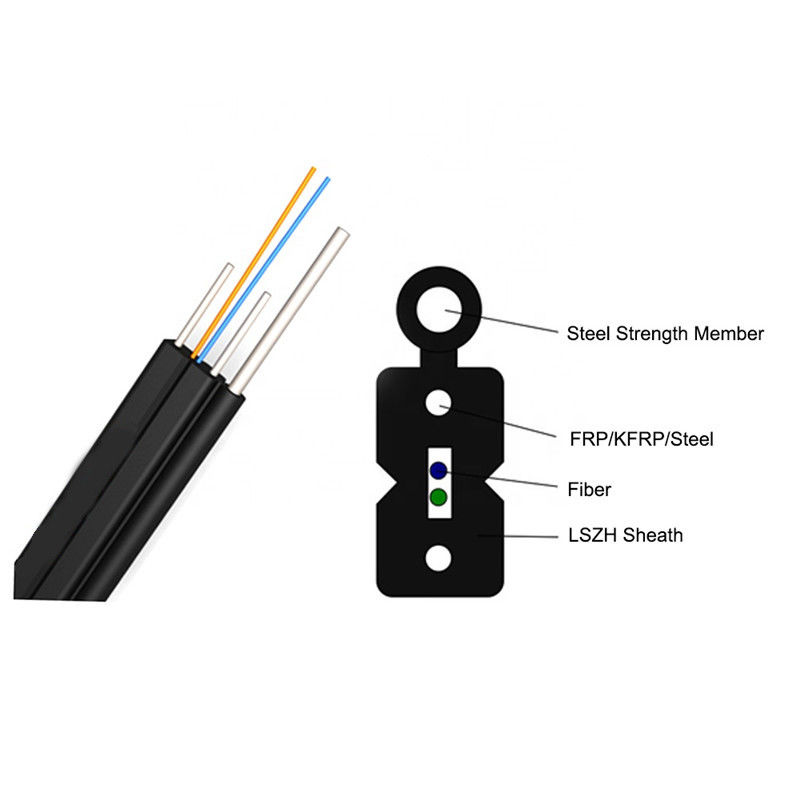Cabo pendente G657 do núcleo FTTH do núcleo 2 do fio 1 da fibra ótica