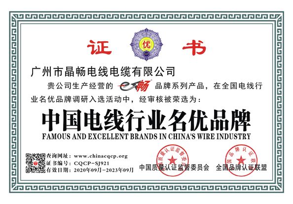 China Guangdong Jingchang Cable Industry Co., Ltd.  Certificações